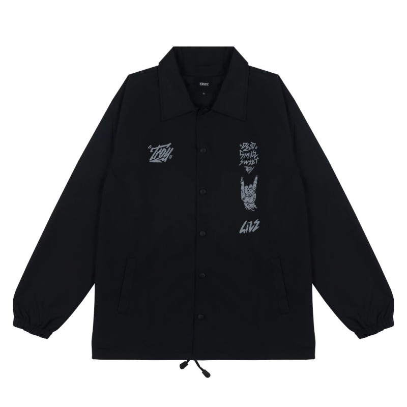 Troy Company Coach Jacket Black Heavy Metal Icon - Jaket Windbreaker Hitam WNN 2713
