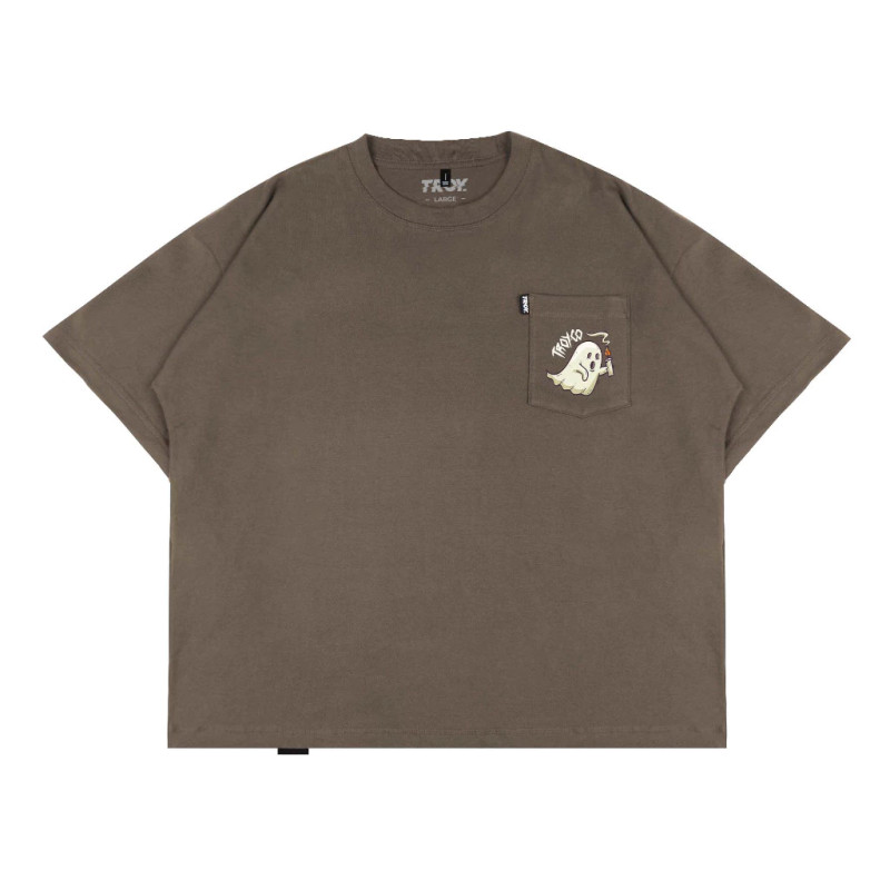 Troy Company T-shirt Boxy Pocket Oversize Maple Brown Boo Candle - Kaos Pocket Boxy Oversize Coklat Maple BK 2588