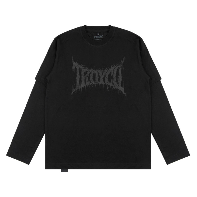 Troy Company Double Sleeve Double Layer Longsleeve Tshirt Pure Black Wrath - Kaos Lengan Panjang Hitam DSD 2529