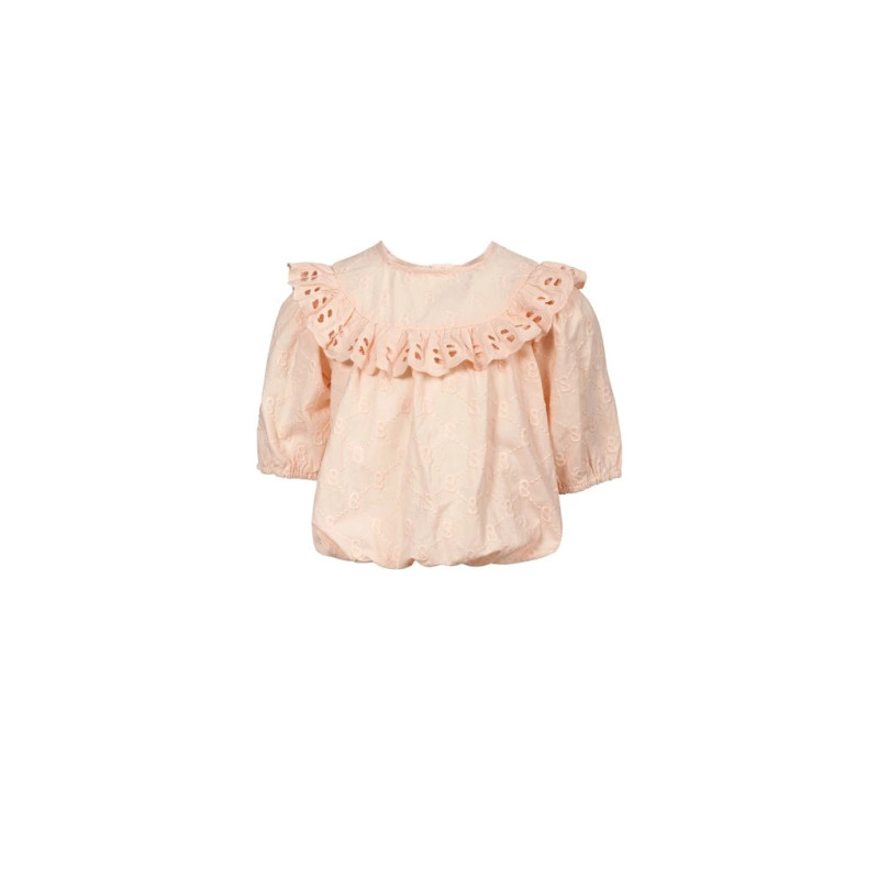 Monogram Beverly Ruffled Blouse - Peach Skin