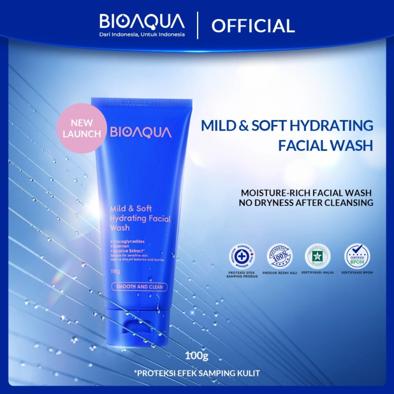 BIOAQUA Mild & Soft Hydrating Facial Wash 100g Face Wash Ramah Bagi Kulit Sensitif Sabun Muka Sabun Cuci Muka Cleansing Balm