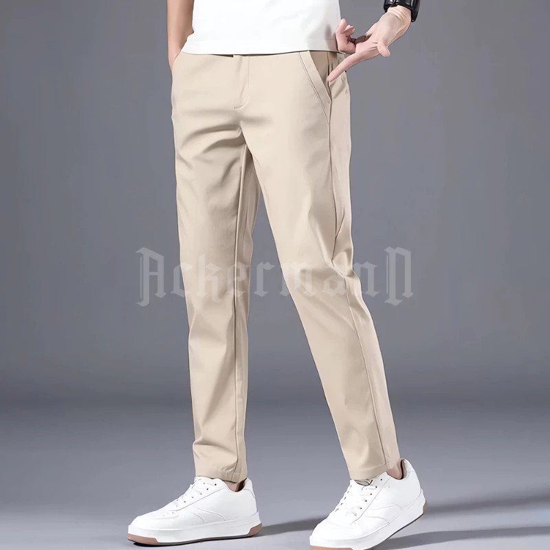 Ackermann - Chino Long Pants Cream Celana Panjang Pria Slimfit 100cm Katun Stretch Premium