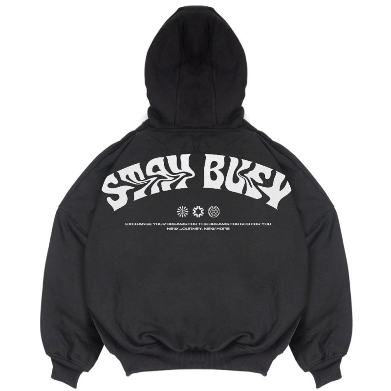 Troy Company Hoodie Boxy Oversize Black Wave - Hoodie Boxy Oversize Hitam HB 2546