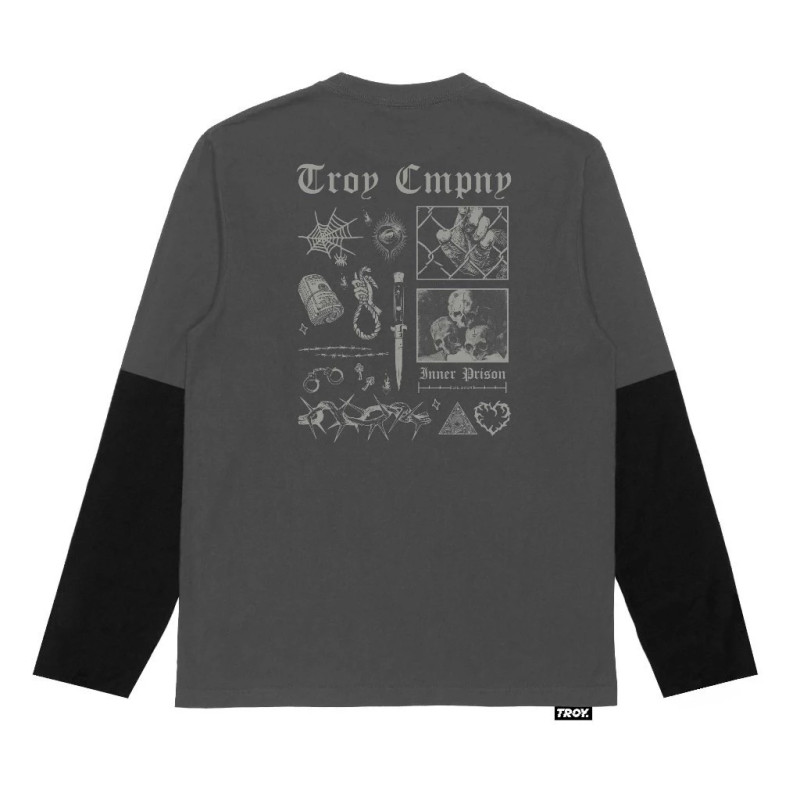 Troy Company Double Layer Longsleeve T-shirt Dark Grey Inner Prison DS 2451