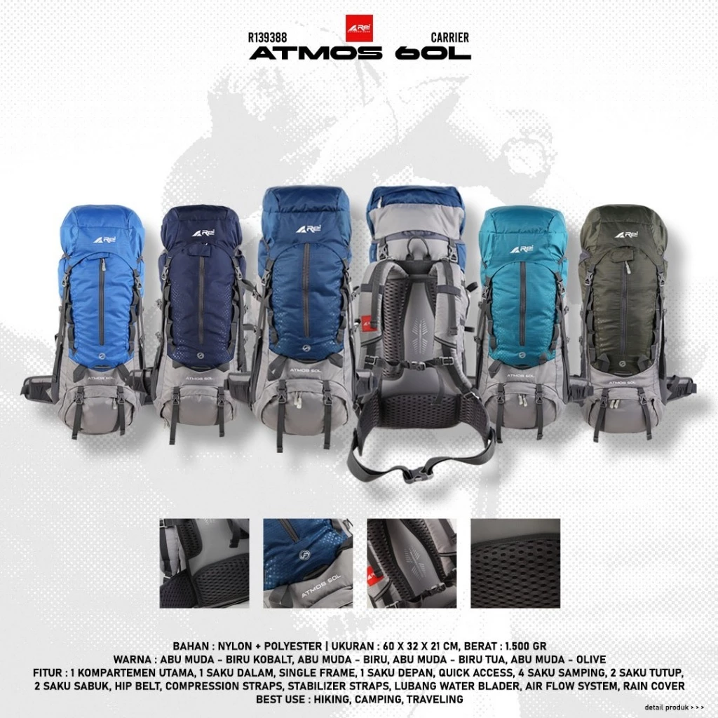 Tas Gunung / Carrier Atmos 60 Liter Arei Outdoorgear
