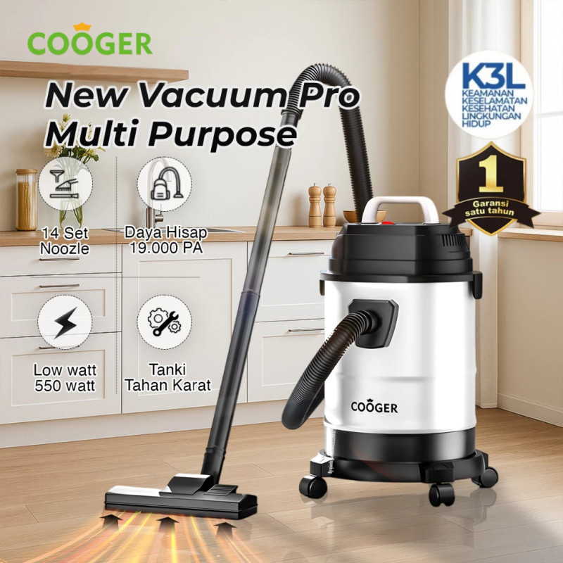 COOGER New Vacuum Wet And Dry Pro Penyedot Debu 18L Metal Tahan Karat 14IN1 Vacuum Basah & Kering