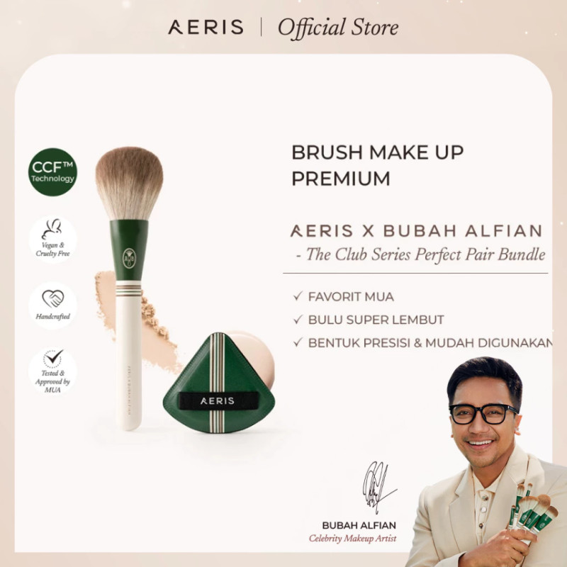Aeris Beauté Perfect Pair The Club Series Bundle | 1 Set Bundle Paket Hemat Brush Make Up Premium dan Sabun Pembersih Alat Make Up