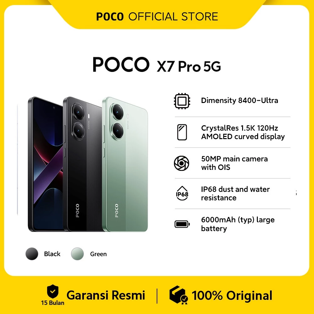 POCO X7 Pro 5G | Dimensity 8400-Ultra | 6000mAh (typ) battery with 90W HyperCharge | CrystalRes 1.5K 120Hz AMOLED display [Official Store]