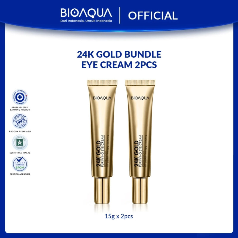 BIOAQUA 24K Gold Purifying Eye Cream 15g Atasi Mata Panda dan Garis Halus