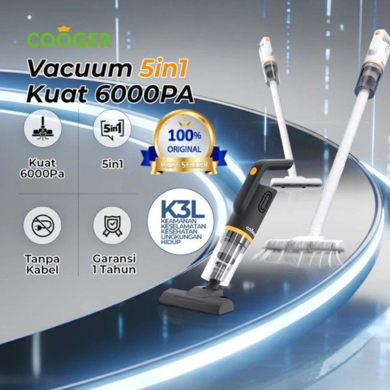 COOGER New Vacum Upgrade Cleaner Vacuum Lantai Penyedot Daya Hisap Real 6000Pa Vacuum Kasur Vacuum Mobil Serbaguna