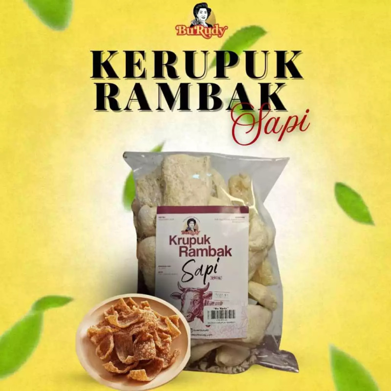 Kerupuk Rambak Sapi Khas Bu Rudy Surabaya || Original dan Pedas