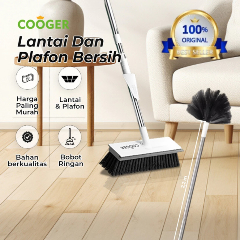 COOGER Sikat Lantai 3IN1 Sikat Kamar Mandi Dan Sapu Sawang 2.2 Meter Ceiling Brush Sikat Dan Sapu
