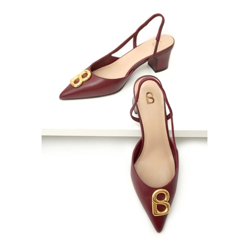 Kylie Mid Heel Shoes - Bordeaux