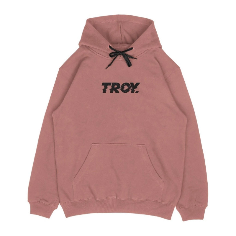Troy Company Pullover Hoodie Pink Salmon Logo Bold Italic - Hoodie Pria Wanita Pink Salmon KH 1779