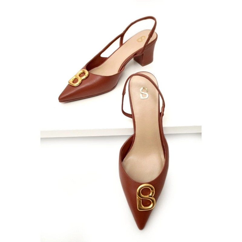 Kylie Mid Heel Shoes - Caramel