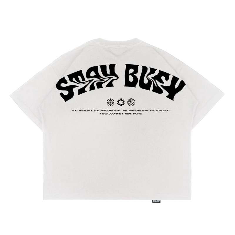 Troy Company Boxy Oversize Tshirt White Wave - Kaos Boxy Oversize Putih Lengan Pendek MBD 2521