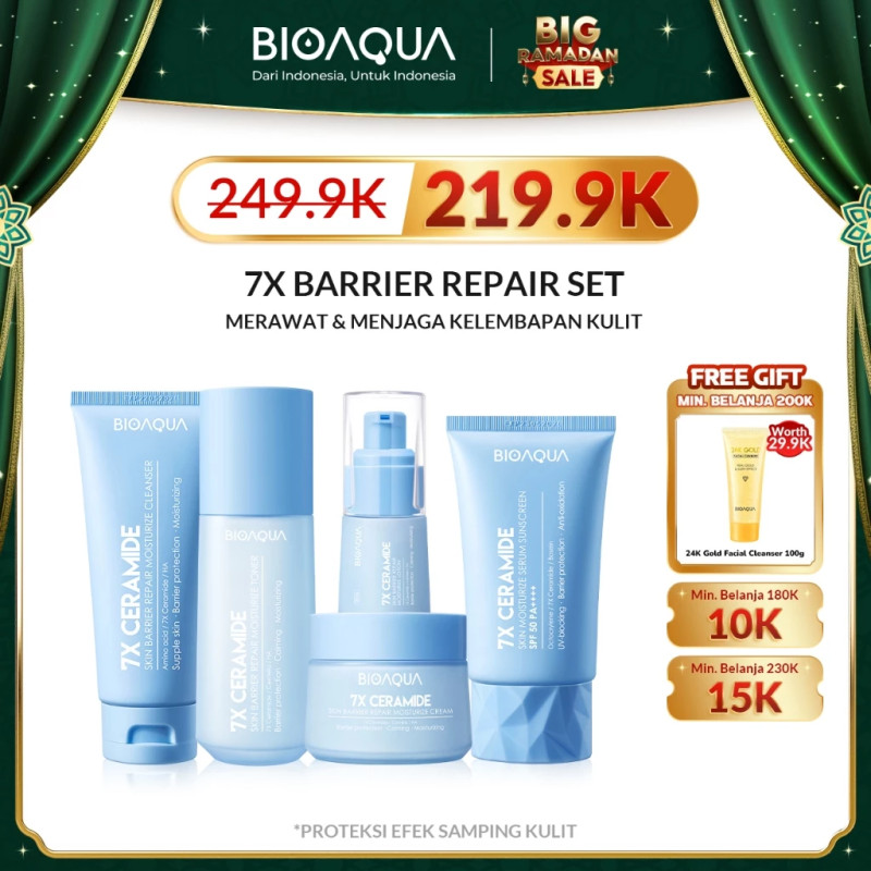BIOAQUA 7X Ceramide Repair Barrier Sunscreen Sunblock Wajah Skincare With Moisturizer Cream / Hydrating Toner / Serum Wajah / Cleanser Facial Wash