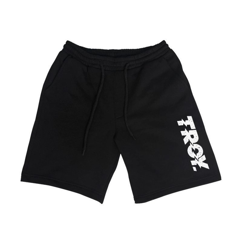 Troy Company Boardshort Fleece Black Logo - Celana Pendek Fleece Hitam PTN 2648