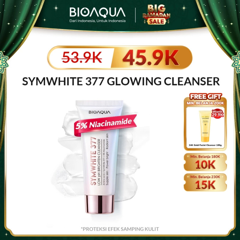 BIOAQUA Facial Wash SymWhite 377 Low PH Brightening Cleanser Sabun Cuci Muka 100g