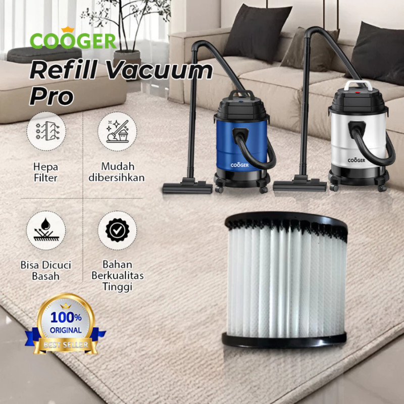 COOGER Refill HEPA Filter Untuk Vacuum Pro 18L & 15L Bisa Dicuci Untuk Basah Dan Kering