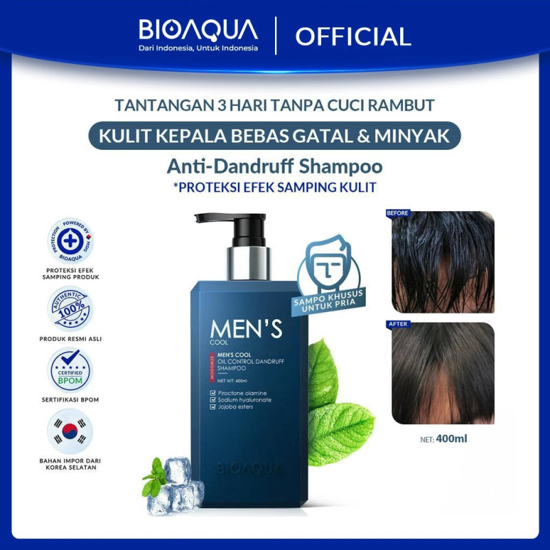 BIOAQUA Sampo Pria Shampoo Anti Ketombe Men's Cool Oil Control Dandruff Shampoo 400ml