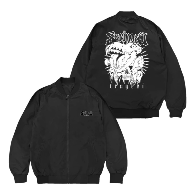 Populasi Jacket Bomber Seringai tragedi Jacket pria waterproof Black Unisex