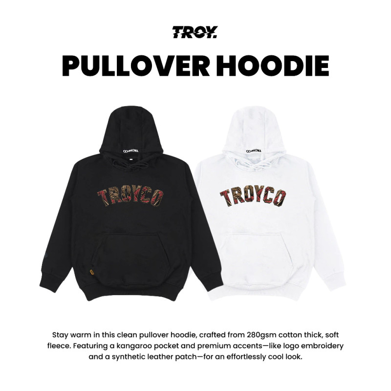 Troy Company Hoodie Tribal Etnic Black White - Hoodie Pria Hoodie Hitam Putih KHD 286
