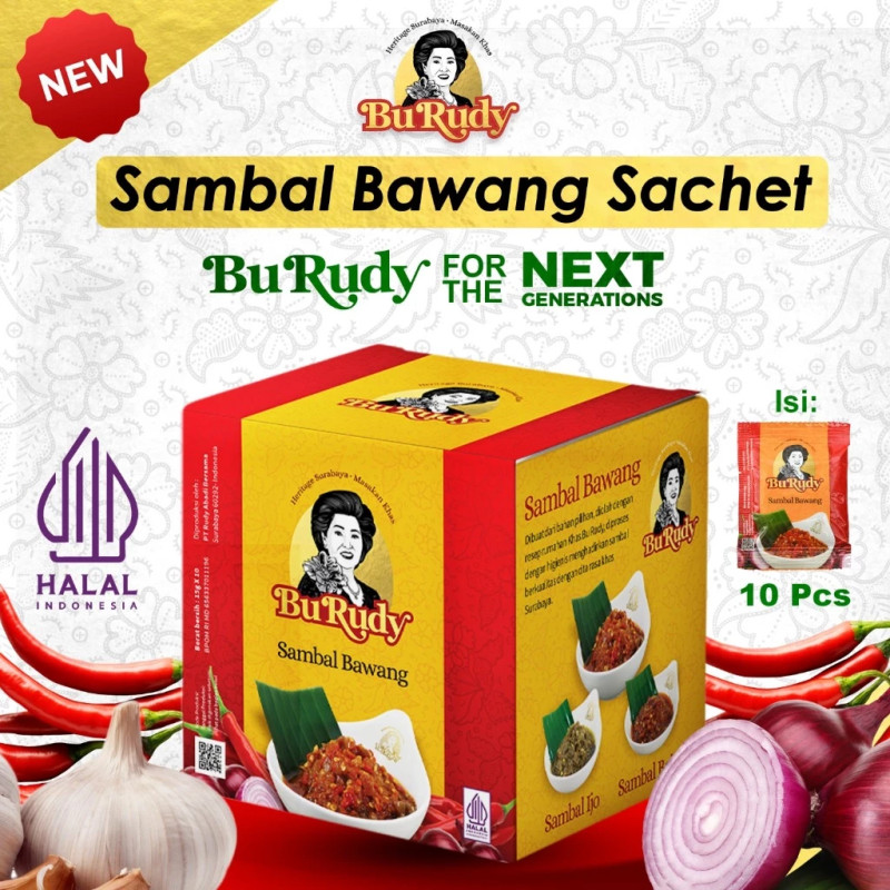 Sambal Sachet Bawang, Ijo, Bajak Bu Rudy 150gr | Kemasan Praktis isi 10 Sachet