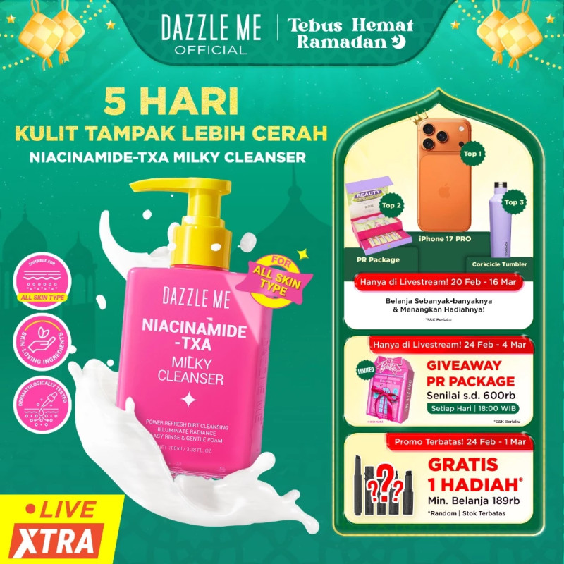 [NEW LAUNCH] DAZZLE ME Niacinamide-TXA Milky Cleanser Facial Wash Sabun Cuci Muka Bersih dan Berseri Dalam Sekali Bilas Membersihkan Wajah Memperkuat Skin Barrier Mencerahkan Kulit Wajah dan Melembabkan