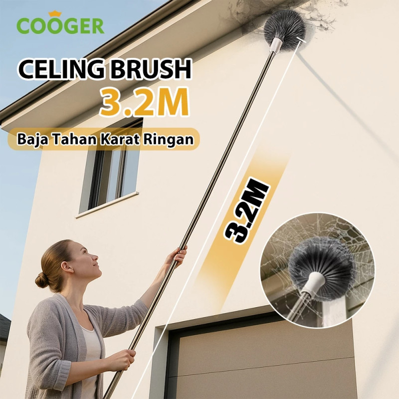 COOGER Sapu Langit Sapu Sawang 2.5 Meter Sapu Serbaguna Untuk Atap Dan Langit Langit Dust Broom Sapu