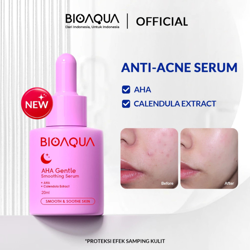 BIOAQUA Serum Acne AHA Gentle Exfoliating Smoothing Serum Wajah 20ml Untuk Pori-pori Besar / Kusam / Kulit kasar / Bekas Jerawat