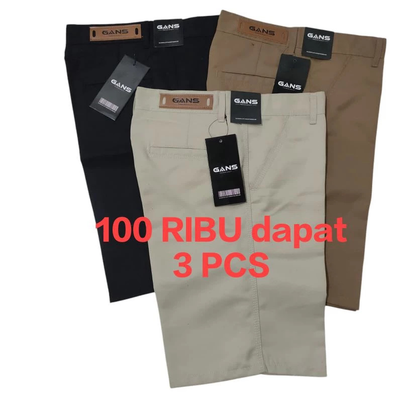 PAKET 3 PCS Celana pendek pria / laki laki chinos distro premium
