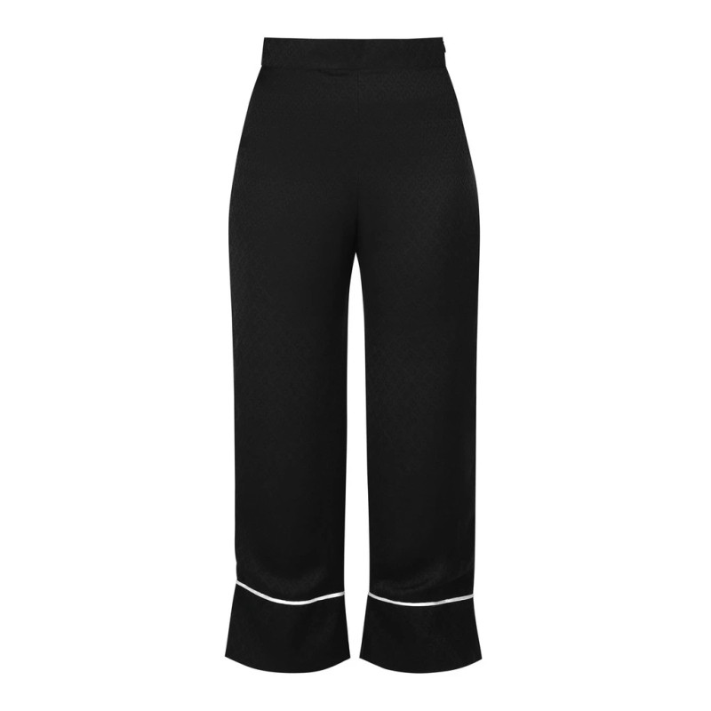 Monogram Satin Binding Detail Pants - Midnight