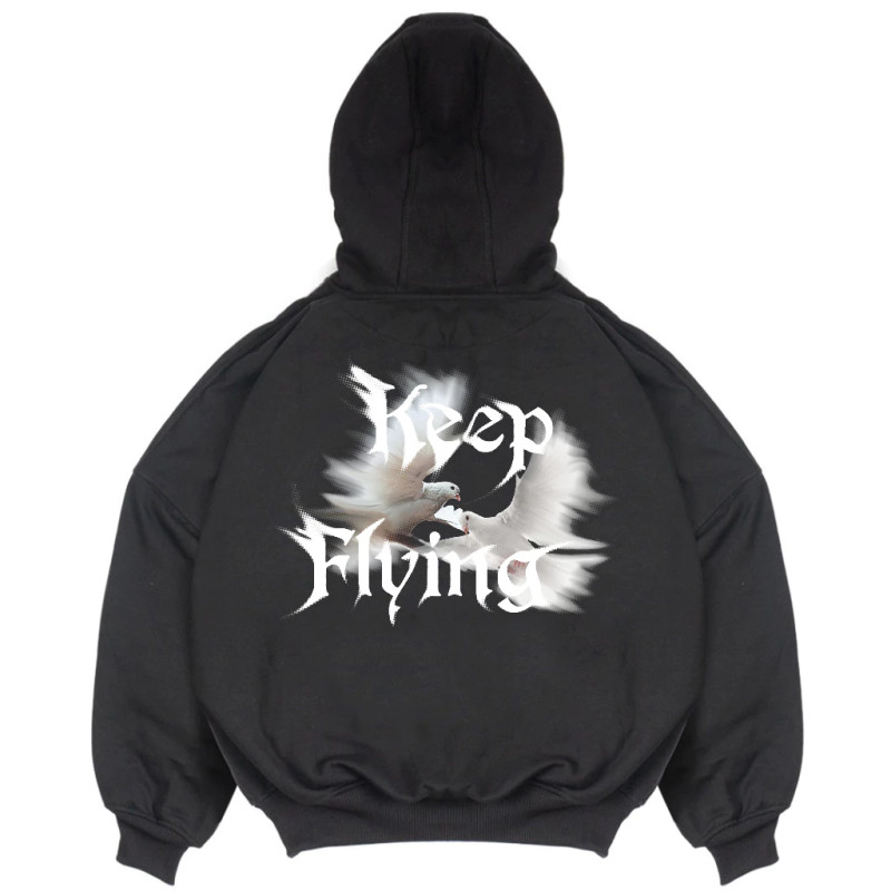 Troy Company Hoodie Boxy Oversize Black Keep Flaying - Hoodie Boxy Hitam HB 2838