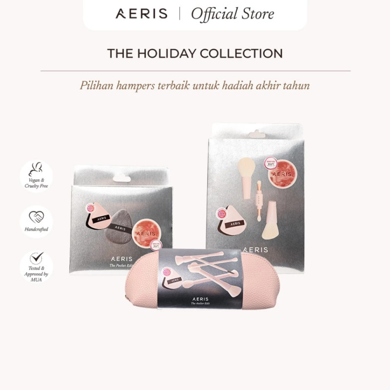 Aeris Beauté Holiday Best Bundles | Hampers Hadiah Bingkisan Natal Tahun Baru Alat Makeup Travelling Premium Lembut Lengkap Multifungsi
