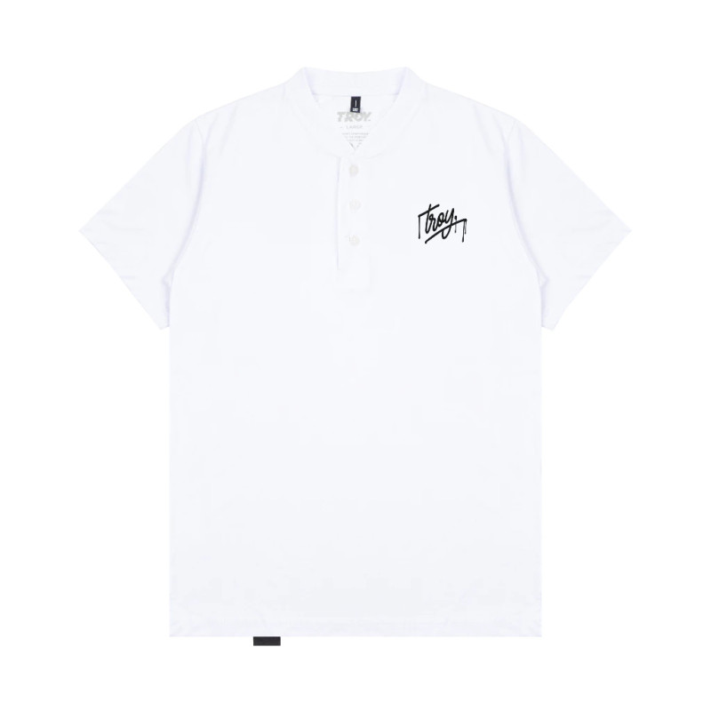 Troy Company Baju Koko Pria Putih Lengan Pendek Kerah Shanghai Assinatura KKD 2478