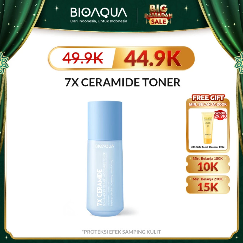 BIOAQUA 7X Ceramide Skin Barrier Repair Moisturizer Toner Wajah 120ml Glowing Hydrating Toner Pemutih Wajah for All Skin Types