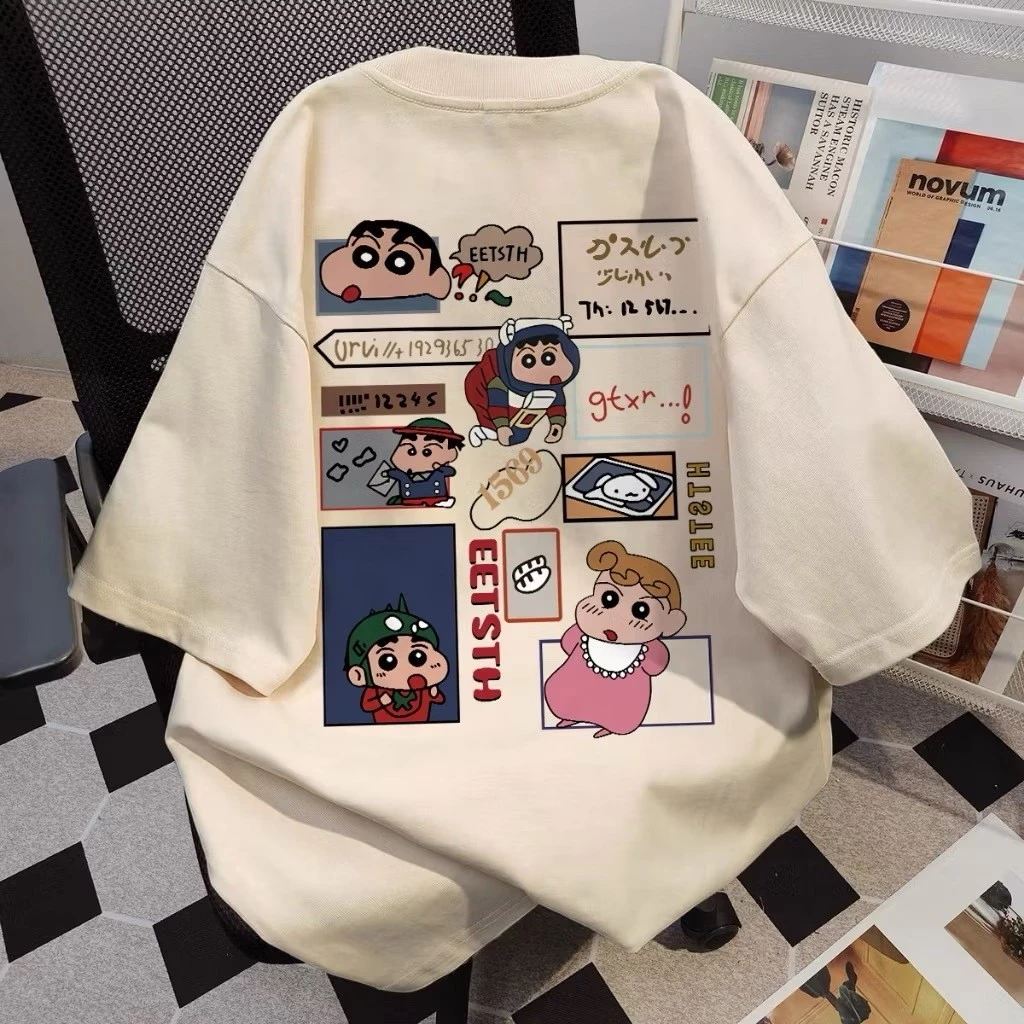 Lucky88k Tshirt Korean Style Baju Kaos Wanita Oversize "Krayon Shin-Chan Printing Bahan 100% Cotton | Kaos Santai | Kaos Anime