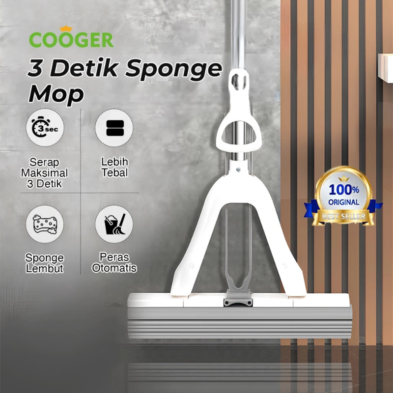 COOGER Sponge Mop Alat Pel Busa Bahan Collodion Pel Menyerap Air Busa Penyerap Air Lantai Collodion Anti Kering Pel Praktis Gagang Panjang
